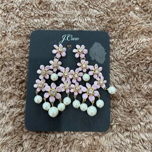 J. Crew Pink Floral Pearl Drop Earrings